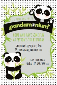 4x6 Inch Invitation size: Pandamonium Invitations