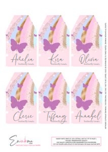 Butterfly A4 Favour Tags: Flutterby Dreams Gift Tags