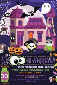 4 x 6 Inch Invitation size: Spooktacular Invitations