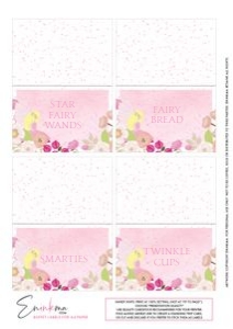 Fairy Buffet Labels A4: Fairy Glow Buffet Labels