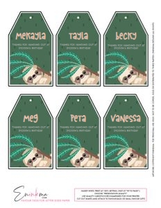 Sloth Letter Favour Tags: Swinging Sloth Bundle