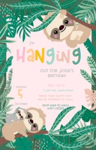 Reg Vistaprint size: Swinging Sloth Invitations