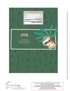 Swinging Sloth HERSHEY Chocolate Wrappers Letter: Swinging Sloth Chocolate Wrappers