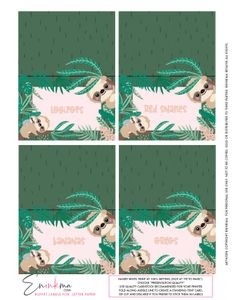 Place Cards Letter: Swinging Sloth Place Cards