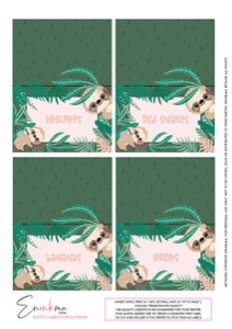 Place Cards A4: Swinging Sloth Place Cards