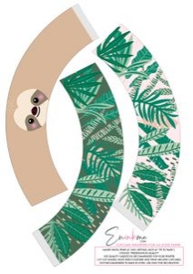 Sloth Cupcake Wrappers A4: Swinging Sloth Cupcake Wrappers