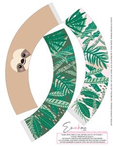 Sloth Cupcake Wrappers Letter: Swinging Sloth Cupcake Wrappers