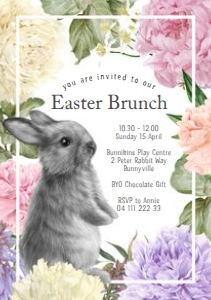 Easter Bloom A5 Invitation: Easter Bloom Invitations