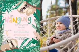 Swinging Sloth Photo Invitation 4x6: Swinging Sloth Bundle