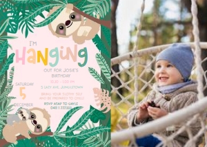 Swinging Sloth Photo 5x7 invitation: Swinging Sloth Bundle