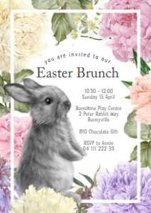 Easter Bloom A6 Invitation: Easter Bloom Invitations