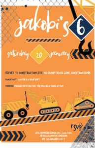 orange construction lge vista invitation: Construction Crew Invitations