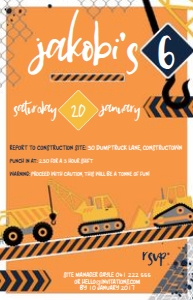 orange construction reg vista invitations: Construction Crew Invitations