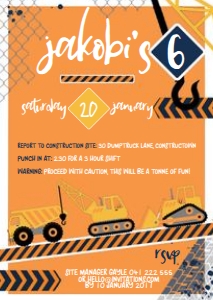 Construction A6 invitation: Construction Crew Invitations
