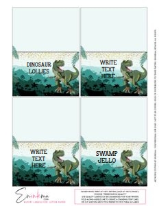 Rawrsome Dinosaur Place Cards LETTER size: Rawrsome Dinosaur Place Cards
