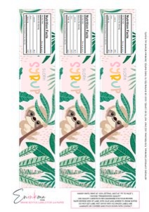 Sloth Drink Bottle Labels: Swinging Sloth Drink Bottle Labels