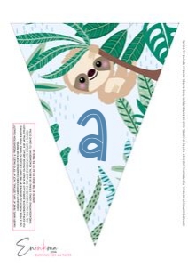 Sloth Bunting A4 BLUE: Swinging Sloth Banner BLUE