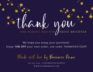 Thank You Card Glitter Splash A006: Thank You Card Glitter Splash A006