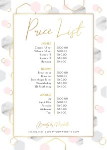 Marble Hexagons Price List A014: Marble Hexagons Price List A014