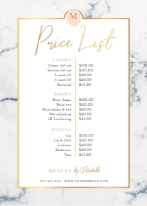 Marble and Peach Price List A019: Marble and Peach Price List A019