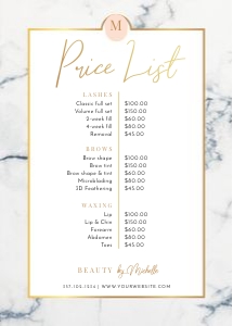Marble and Peach Price List A019 design preview
