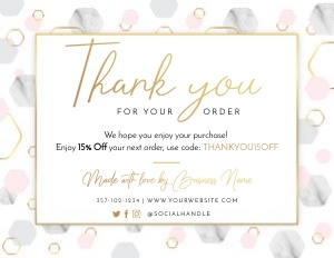 Marble Hexagons Thank You Card 5.5x4.25 A016: Marble Hexagons Thank You Card 5.5x4.25 A016