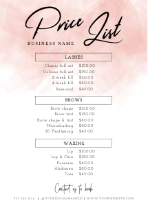 Price List Watercolor Background 5x7 A017 design preview