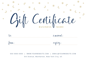 Celestial Gift Certificate A011: Celestial Gift Certificate A011