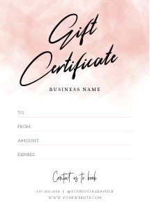 Gift Certificate Watercolor Portrait A010: Gift Certificate Watercolor Portrait A010