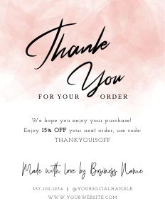 Thank You Card Watercolor Portrait A009: Thank You Card Portrait A009
