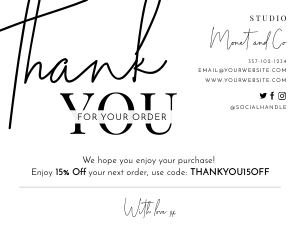 Minimalist Black and White Thank You Card A024 design preview