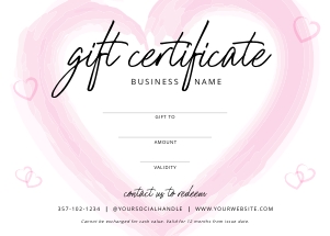 Heart Gift Certificate 5x7 A030: Heart Gift Certificate 5x7 A030