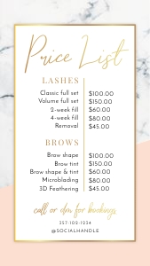 Marble and Peach Instagram Price List and Post A033 design preview