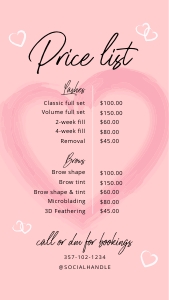 Heart Instagram Price List and Posts A039 design preview