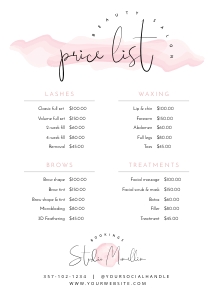 Elegant Watercolor Price List A037 design preview