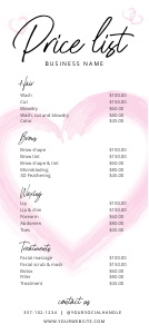Heart Price List 4x9 A038: Heart Price List 4x9 A038