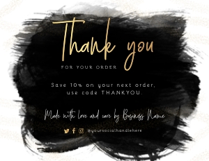Black Ink and Gold Thank You Card A061: Black Ink and Gold Thank You Card A061