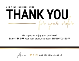 Thank you Card Black and Gold A071: Thank you Card Black and Gold A071