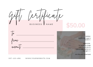 Gift Certificate with photo A074: Gift Certificate with photo A074