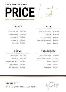 Price List Black and Gold A078 design preview