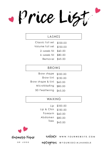 Price List Chalk Text A090 design preview