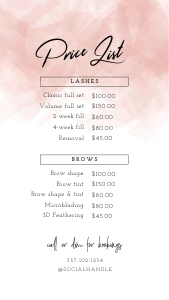 Instagram Price List Watercolor Background A102: Instagram Price List Watercolor Background A102