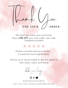 Thank You Card Pink Ink Splash A125: Thank You Card Pink Ink Splash A125