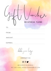 Gift Voucher Multi Color Ink Splash A130: Gift Voucher Multi Color Ink Splash A130