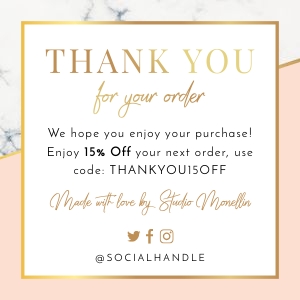 Marble & Peach MINI Thank You Card A147: Marble & Peach MINI Thank You Card A147