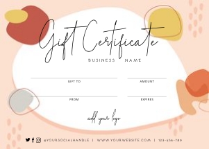 Pastel Colors Gift Certificate A157: Pastel Colors Gift Certificate A157