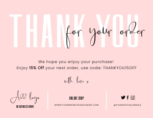 Pastel Pink Thank You Card A165: Pastel Pink Thank You Card A165
