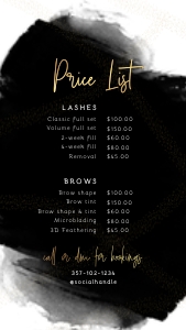 Black Ink & Gold Instagram Price List A166: Black Ink & Gold Instagram Price List A166