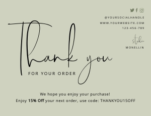 Sage Green Thank You Card A163 design preview