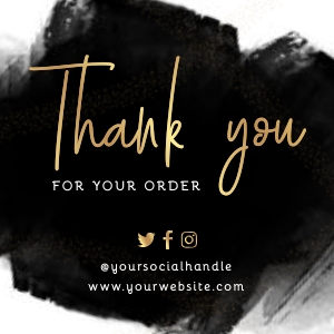 Mini Thank You Card Black Ink and Gold A170: Mini Thank You Card Black Ink and Gold A170